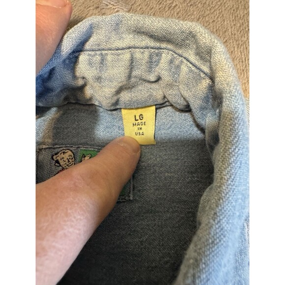 JOHNNY COTTON Mens Large Made in the USA Short Sleeve Button Down Blue Shirt - Picture 5 of 8